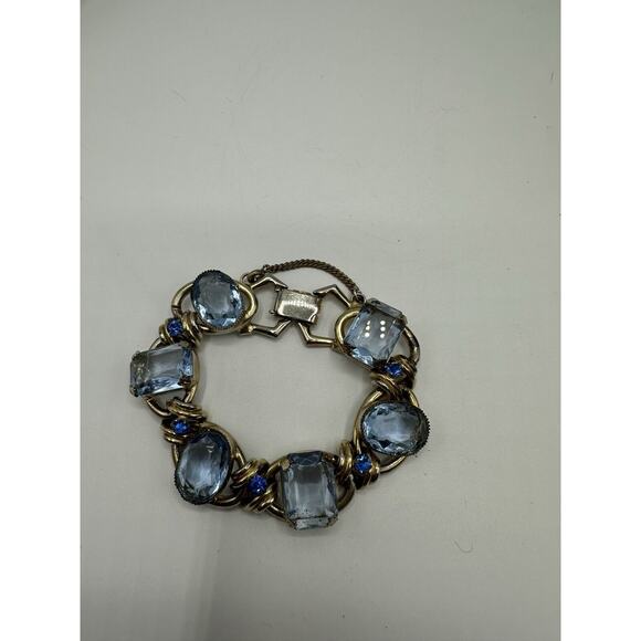 Vintage Henkel & Grosse For Christian Dior Blue Rhinestone Bracelet 7” - Picture 3 of 5